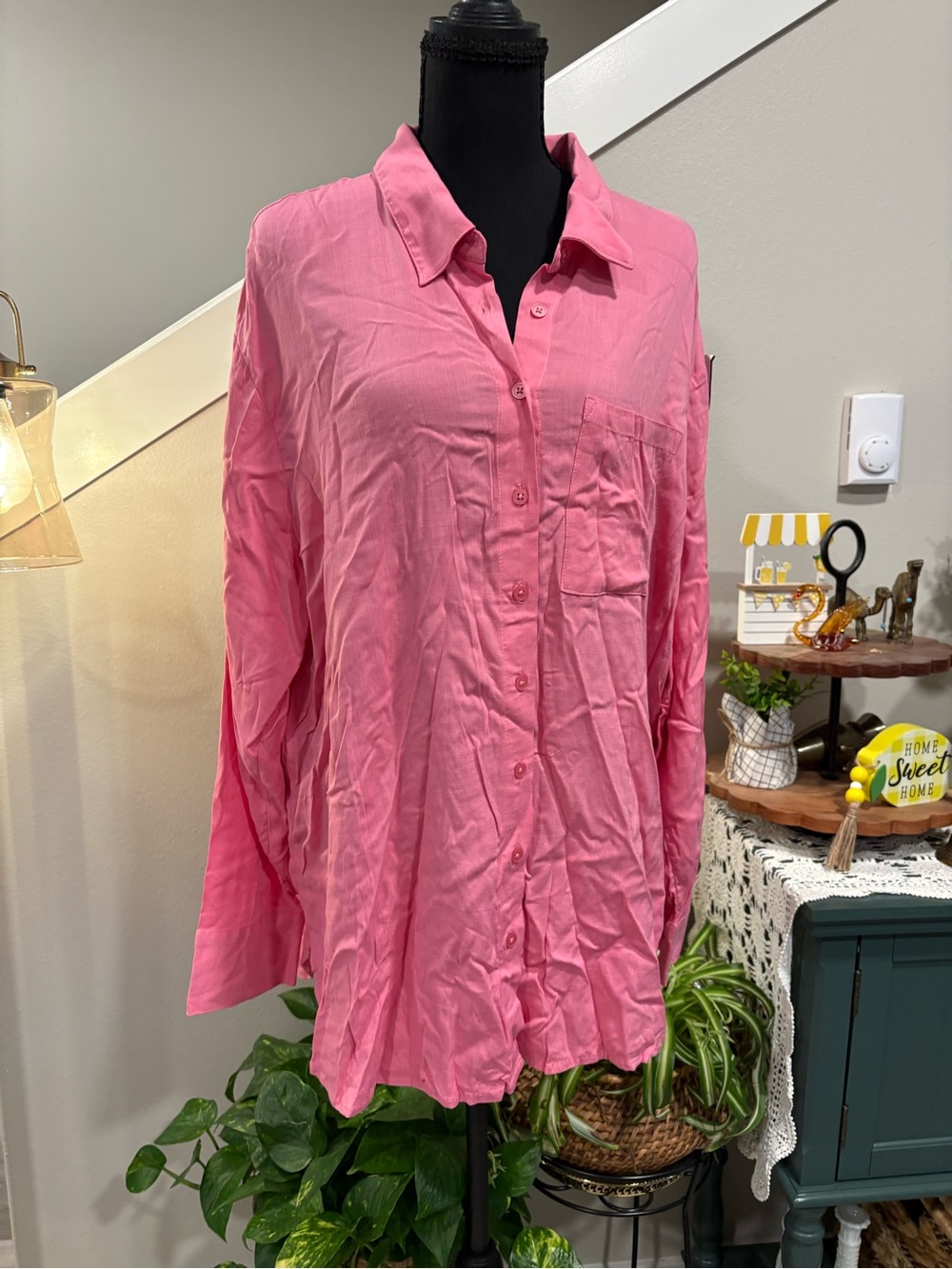 torrid Pink Button-Down Collared Shirt